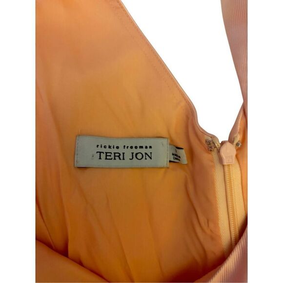 Ricky freeman Teri Jon 100% silk sleeveless peach dress size 2 - Picture 8 of 14